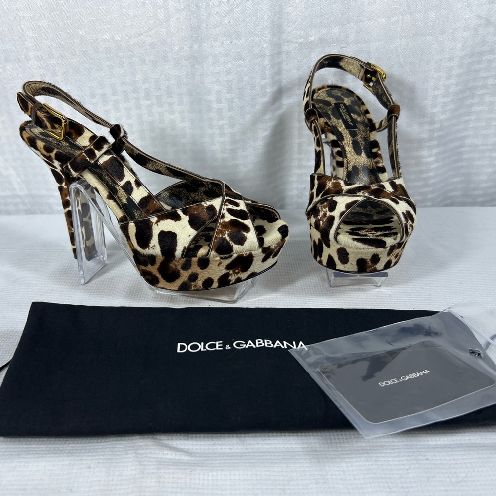 Dolce & Gabbana Leopard Calf Hair Platform Heels 37.5 - New / like new